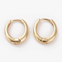 Honeyhandy Brass Huggie Hoop Earrings, Long-Lasting Plated, Oval, Golden, 17x15x4mm, Pin: 1mm