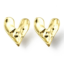 Honeyhandy Rack Plating Brass Heart Stud Earrings, Lead Free & Cadmium Free, Real 18K Gold Plated, 25x22.5mm, Pin: 0.7mm