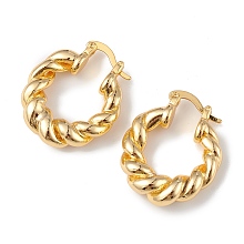 Honeyhandy Rack Plating Brass Twist Rope Hoop Earrings for Women, Lead Free & Cadmium Free, Real 18K Gold Plated, 24x20x6mm, Pin: 1~2x1mm