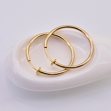 Honeyhandy Electroplate Brass Retractable Clip-on Earrings, Non Piercing Spring Hoop Earrings, Cartilage Earring, Real 18k Gold Plated, 30x1~2mm