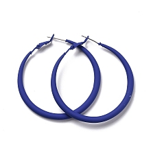 Honeyhandy Alloy Big Hoop Earrings for Women, Spray Earrings with 925 Sterling Silver Pin, Blue, 6 Gauge, 50x4mm, Pin: 0.6mm