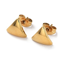 Honeyhandy Ion Plating(IP) 304 Stainless Steel Triangle Ear Studs for Women, Real 18K Gold Plated, 9x10mm