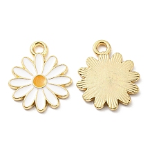 Honeyhandy Alloy Enamel Pendants, Golden, Daisy Charm, White, 18x15x1.5mm, Hole: 1.8mm