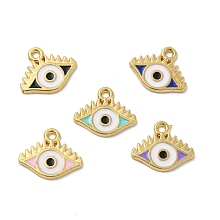 Honeyhandy Alloy Enamel Pendants, Eye Charm, Golden, Mixed Color, 12.5x15x1.5mm, Hole: 1.4mm