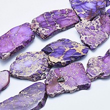 Honeyhandy Natural Imperial Jasper Beads Strand, Dyed, Nuggets, Medium Purple, 20~62x15~50x4~7mm, Hole: 1~1.5mm, 7~11pcs/strand, 15.35 inch~16.14 inch(39~41cm)