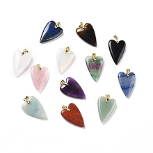 Honeyhandy Natural & Synthetic Gemstone Pendants, with Rack Plating Golden Plated Brass Findings, Long-Lasting Plated, Mixed Dyed and Undyed, Heart, 32~34x20x8mm, Hole: 4x4mm