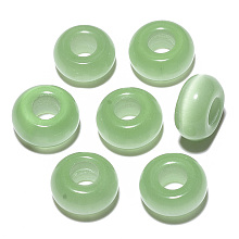 Honeyhandy Cat Eye European Beads, Large Hole Beads, Rondelle, Dark Sea Green, 14x7mm, Hole: 5~6mm