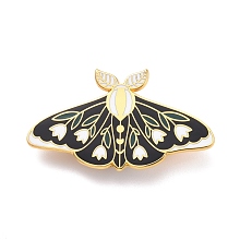 Honeyhandy Butterfly with Flower Enamel Pin, Exquisite Alloy Enamel Brooch for Backpack Clothes, Golden, White, 25x45x8.5mm, Pin: 0.7mm