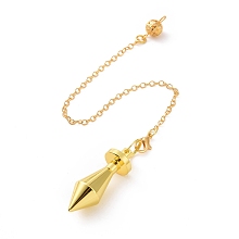 Honeyhandy Brass Dowsing Pendulum Big Pointed Pendants, with Lobster Claw Clasps, Bicone, Cadmium Free & Lead Free, Golden, 232mm, Hole: 2mm