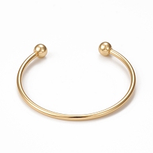 Honeyhandy Rack Plating Brass Cuff Bangle Making, with Detachable Ball, Long-Lasting Plated, Cadmium Free & Lead Free, Real 18K Gold Plated, 1/8~1/4 inch(0.3~0.8cm), Inner Diameter: 2-3/8 inch(5.9cm)