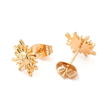 Honeyhandy Brass Stud Earrings for Women, Sun Ear Studs, Golden, 12x12x3mm, Pin: 1mm