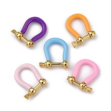 Honeyhandy Brass Enamel D-Ring Anchor Shackle Clasps, for Bracelets Making, Mixed Color, 18x17x5mm, Hole: 12x8mm