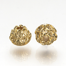 Honeyhandy Brass Spacer Beads, Nickel Free, Real 18K Gold Plated, Flower, 6x5mm, Hole: 1.5mm