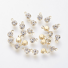 Honeyhandy Brass Rhinestone Charms, Nickel Free, Real 18K Gold Plated, 5.5x3.5x2.5mm, Hole: 1mm