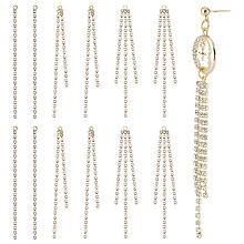 SUNNYCLUE 24Pcs 3 Style Brass Rhinestone Cup Chain Big Pendants, Tassel Pendant, Crystal, Golden, 68~70x2.5~6x2mm, Hole: 1.6mm, 8Pcs/style