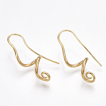 Honeyhandy Brass Earrings, Nickel Free, Real 18K Gold Plated, 32x10mm, Pin: 0.8mm