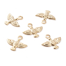 Honeyhandy Brass Charms, Bird, Real 24K Gold Plated, 8.5x9x1mm, Hole: 1.2mm