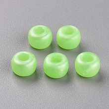 Honeyhandy Plastic Pearlized Beads, Barrel, Lawn Green, 9x6mm, Hole: 3.5mm, about 1900pcs/500g.