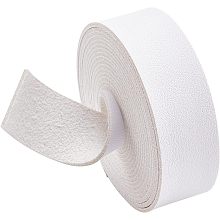 BENECREAT 98 Inch Leather Belt Strips, 1" Wide Lychee Pattern White Leather Strap Flat Single Face Imitation Leather Straps for Cowhide Heavy DIY Craft