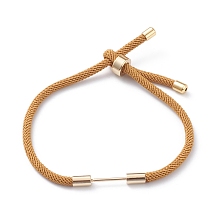 Honeyhandy Braided Nylon Cord Bracelet Making, with Brass Findings, Dark Goldenrod, 9-1/2 inch(24cm), Link: 30x4mm