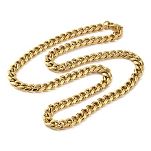 Honeyhandy Ion Plating(IP) 304 Stainless Steel Cuban Link Chain Necklace for Men Women, Golden, 20.00 inch(50.8cm)