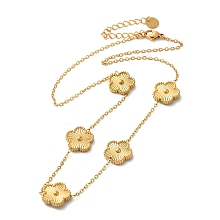 Honeyhandy Ion Plating(IP) 304 Stainless Steel Necklaces, Flower, Golden, 15.75 inch(40cm)