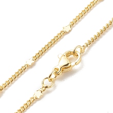 Honeyhandy Brass Curb Chains with Star Necklace for Women, Cadmium Free & Lead Free, Real 18K Gold Plated, 17.72 inch(45cm)