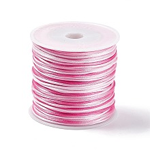 Honeyhandy Segment Dyed Nylon Thread Cord, Rattail Satin Cord, for DIY Jewelry Making, Chinese Knot, Pearl Pink, 1mm