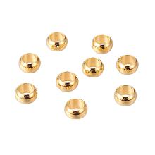 NBEADS 100 Pcs Golden Brass European Beads Rondell Large Hole Beads for Jewelry Making