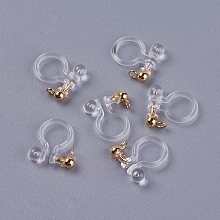 Honeyhandy Transparent U Type Alloy Ear Clip, Painless Prevent Allergy Resin, Golden, 11x10x3mm, Hole: 2mm