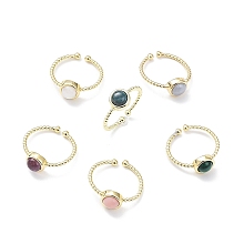 Honeyhandy Natural Gemstone Cuff Rings, Rack Plating Brass Open Rings for Women, Golden, 1.5~2.5mm, Inner Diameter: 18mm