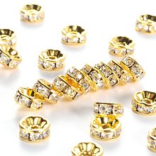 NBEADS 100pcs Grade A Brass Rhinestone Spacer Beads, Golden plated Color, Nickel Free, Crystal