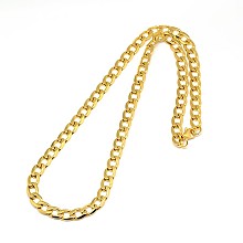 Honeyhandy 304 Stainless Steel Curb Chain/Twisted Chain Necklaces, with Lobster Claw Clasps, Faceted, Golden, 21 inch~22 inch(53.3~55.9cm), 8mm