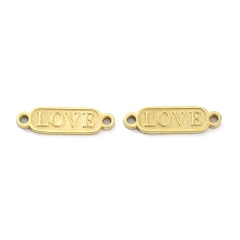 Honeyhandy Ion Plating(IP) 316L Surgical Stainless Steel Connector Charms, Oval with Word Love, Real 18K Gold Plated, 4x14.5x1mm, Hole: 1.2mm