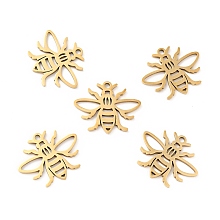 304 Stainless Steel Pendants, Bee, Golden, 15x18.5x1mm, Hole: 1.4mm