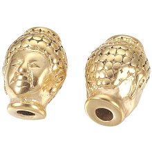 UNICRAFTALE 10pcs 304 Stainless Steel Beads Buddha's Head Beads Golden 2mm Hole Charm Beads for Necklace Bracelet Jewelry Making 10x13x9mm