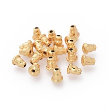 Honeyhandy 304 Stainless Steel Ear Nuts, Earring Backs, Golden, 6x5mm, Hole: 1.2mm, Fit For 0.7~0.9mm Pin