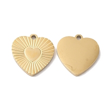 Honeyhandy Ion Plating(IP) 316L Surgical Stainless Steel Charms, Heart Charm, Real 18K Gold Plated, 12x11.8x1mm, Hole: 1mm