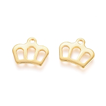 Honeyhandy 304 Stainless Steel Charms, Crown, Golden, 8.5x10x0.8mm, Hole: 1.2mm