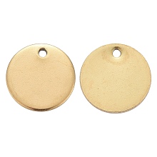 Honeyhandy Ion Plating(IP) 304 Stainless Steel Charms, Stamping Blank Tag Pendant, Flat Round, Golden, 12x1mm, Hole: 1mm