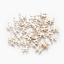 Honeyhandy 304 Stainless Steel Charms, Constellation/Zodiac Sign, Real 18K Gold Plated, Pisces, 9.5x8.5x1mm, Hole: 1mm