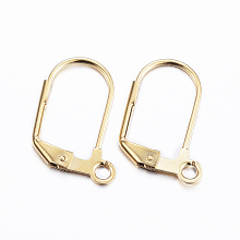 Honeyhandy 304 Stainless Steel Earrings, Leverback Earring Findings, with Loop, Golden, 18x12x1.5mm, Hole: 2mm, Pin: 0.8mm