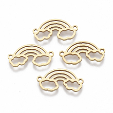 Honeyhandy 201 Stainless Steel Links connectors, Laser Cut Links, Rainbow, Golden, 10x19x1mm, Hole: 1.4mm