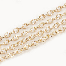 Honeyhandy Brass Cable Chains, Soldered, Oval, Real 18K Gold Plated, 2.5x2.1x0.4mm