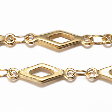 Honeyhandy Ion Plating(IP) 304 Stainless Steel Rhombus Link Chains, Soldered, Golden, 13x4x1mm