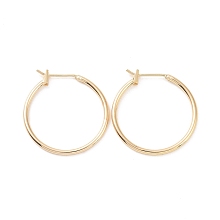 Honeyhandy Ion Plating(IP) Brass Huggie Hoop Earrings for Women, Real 18K Gold Plated, 15 Gauge, 25x25x1.5mm, Pin: 0.8mm