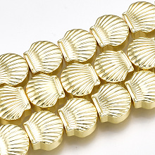 Honeyhandy Electroplate Non-magnetic Synthetic Hematite Beads Strands, Scallop Shell Shape, Golden Plated, 8x9x4mm, Hole: 1mm, about 50pcs/strand, 15.9 inch