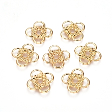 NBEADS Electroplated Iron Spacer Beads, Flower, Real 18K Gold Plated, 16x16x1mm, Hole: 2.5mm