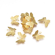 Honeyhandy Iron Charms, Butterfly, Golden, 10.8x13.2x0.3mm, Hole: 1.5mm