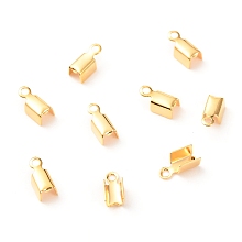 Honeyhandy Brass Folding Crimp Ends, Fold Over Crimp Cord Ends, Long-Lasting Plated, Real 18K Gold Plated, 7.5x3.5x3mm, Hole: 1.2mm, Inner Diameter: 3mm